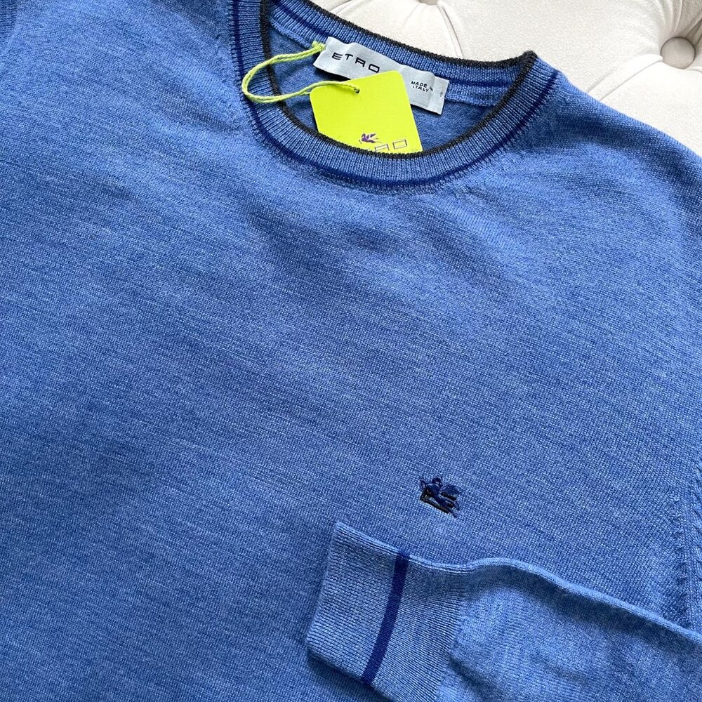 New Etro Crewneck Sky Blue Sweater M size